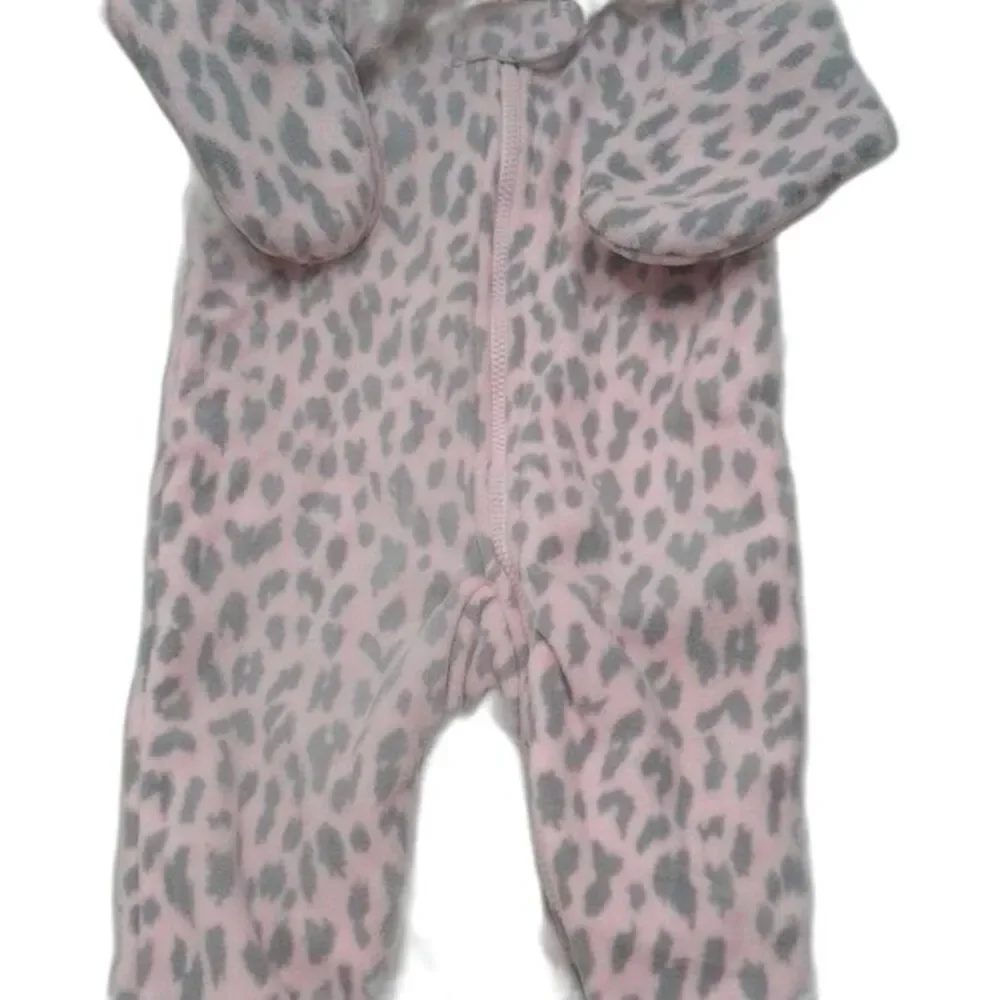 Carters Baby Sherpa Fleece Bunting Snowsuit Pink Gray Animal Print Size 3 Months